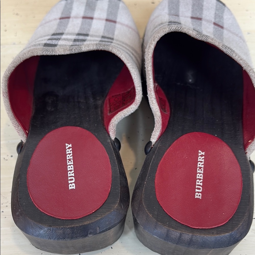 Burberry Beige and Black Plaid Mules - Picture 3 of 3